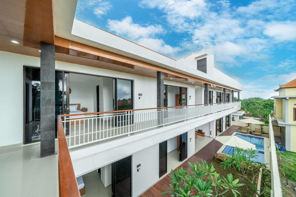 Property building, Patio, Day, View (from property/room), Balcony/Terrace, Pool view, Swimming pool