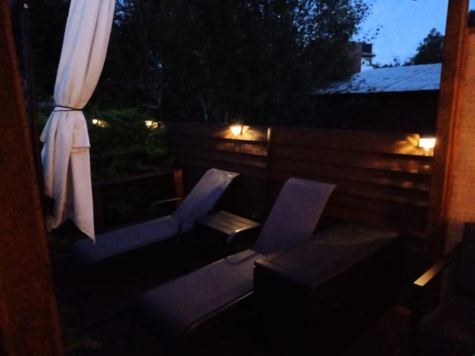 Patio, Night, Seating area