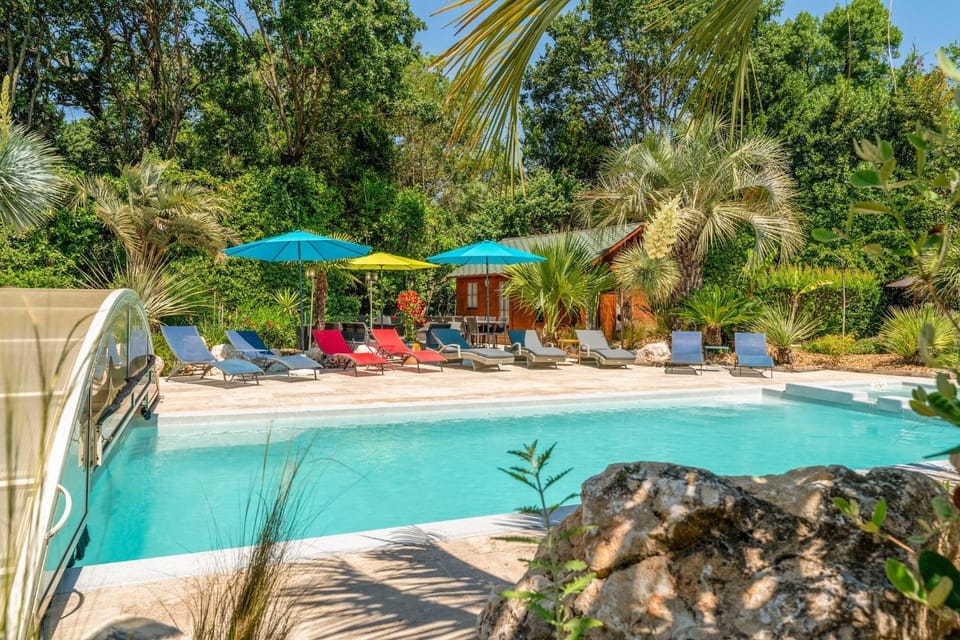 Property building, Living room, Swimming pool