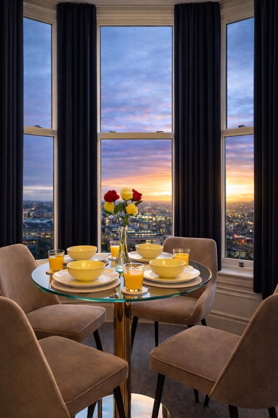 Living room, Food and drinks, Dining area, City view, City view, Dinner