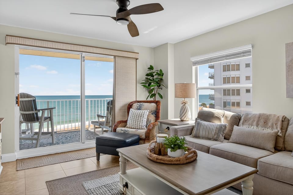 Renovated direct oceanfront corner 2/2 with a large balcony, heated pool, and garage Apartment in Ormond By The Sea