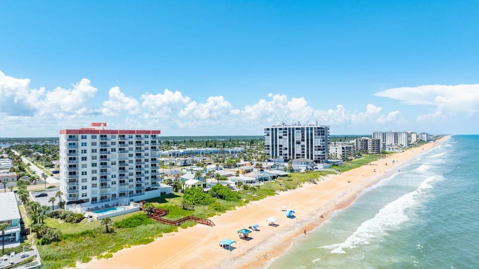 Updated direct oceanfront 2/2, corner condo with private balcony, heated pool and garage Apartment in Ormond By The Sea