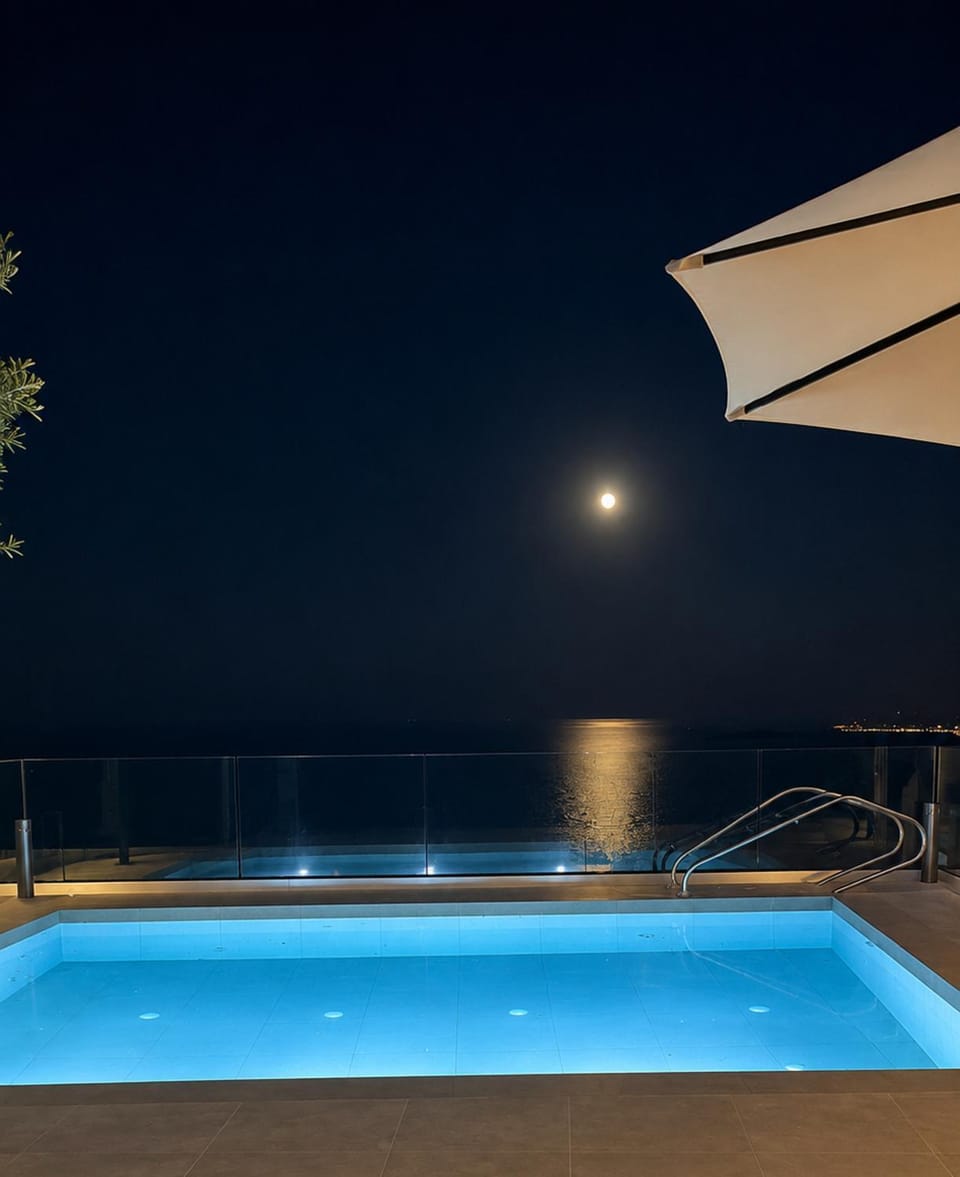 Night, Natural landscape, Pool view, Swimming pool