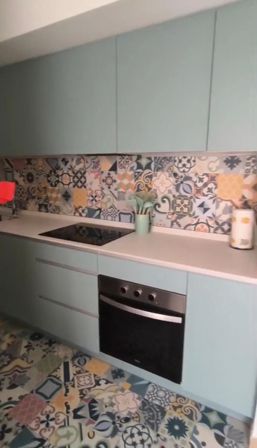 Kitchen or kitchenette, stove