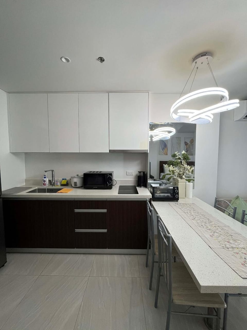 Kitchen or kitchenette, stove