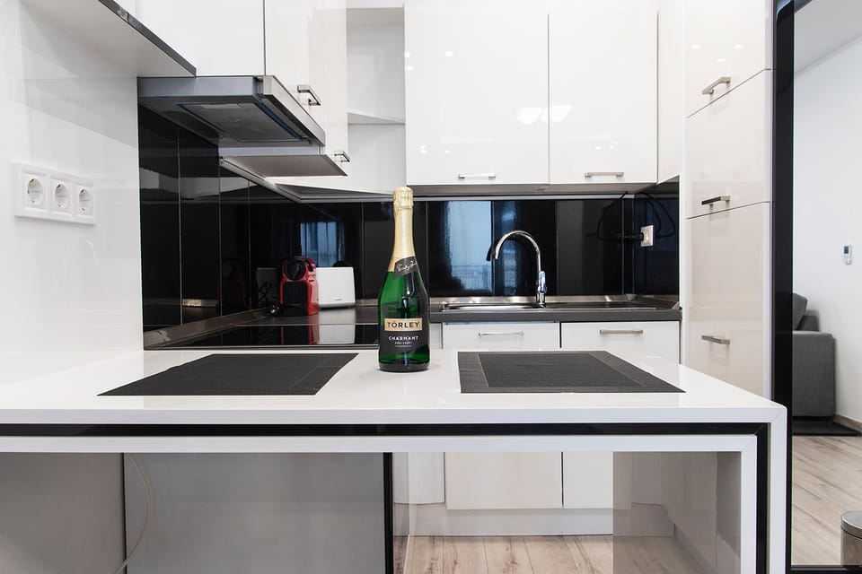 Kitchen or kitchenette, dishwasher, stove