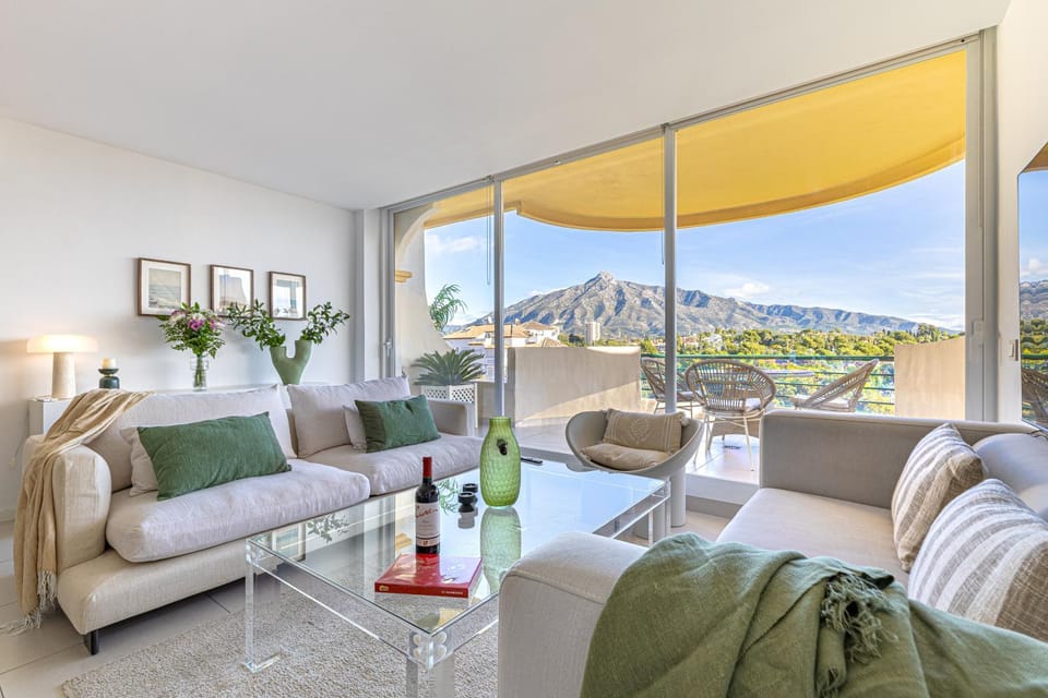 Natural landscape, Living room, Seating area, Mountain view