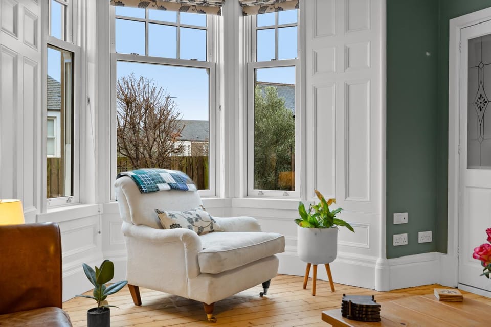 Living room, Seating area, Garden view