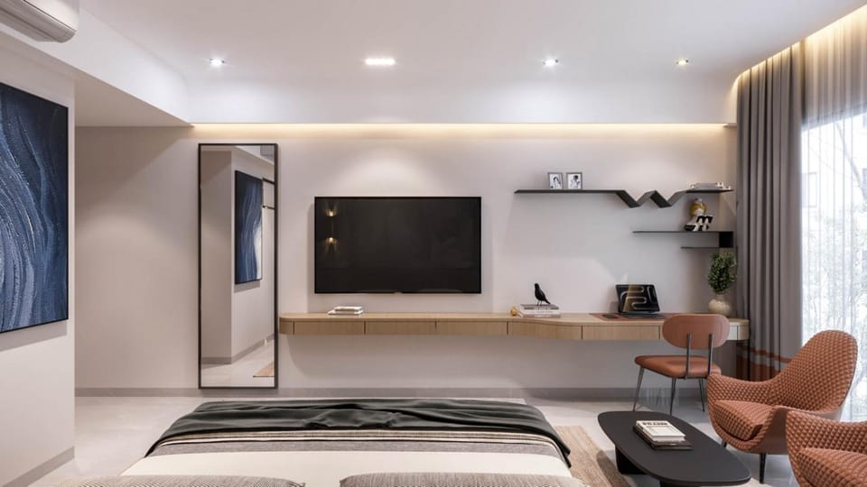 Bed, TV and multimedia, Living room, Bedroom