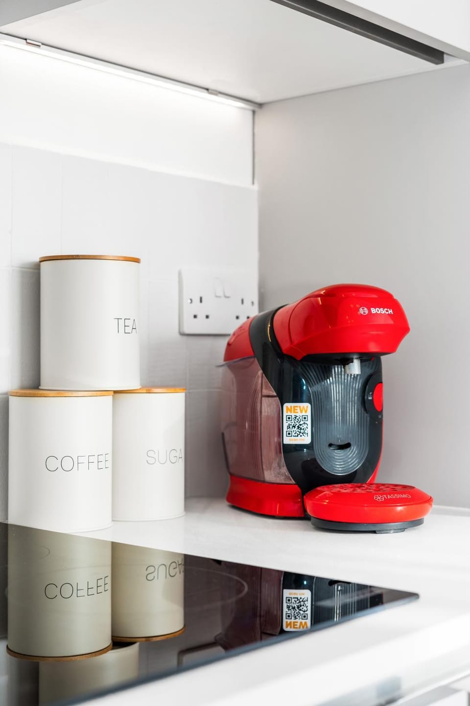 Kitchen or kitchenette, toaster