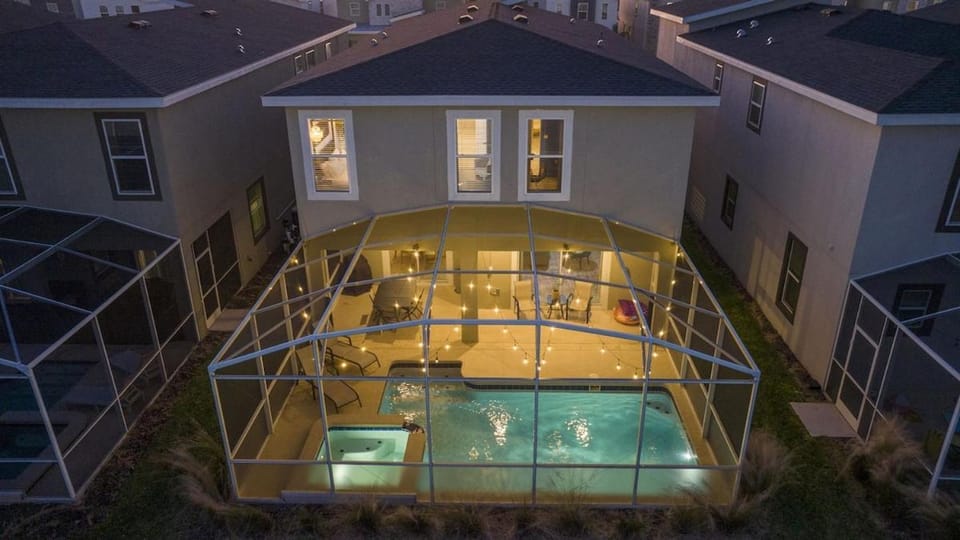 Patio, Night, Swimming pool