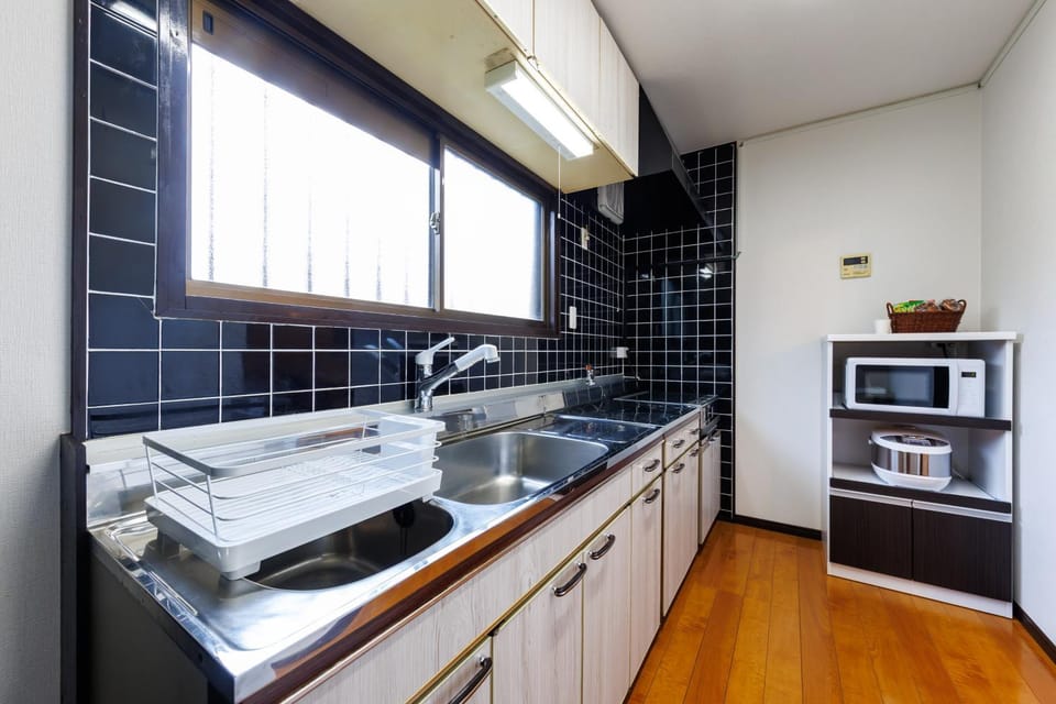 Kitchen or kitchenette, stove