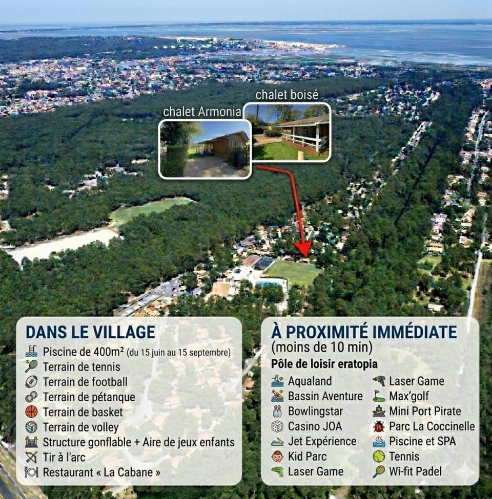 Chalet Boisé, climatisé - Piscine Village Khélus Chalet in Gujan-Mestras