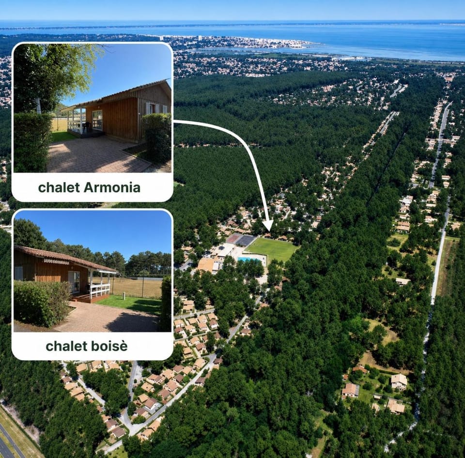 Chalet Boisé, climatisé - Piscine Village Khélus Chalet in Gujan-Mestras