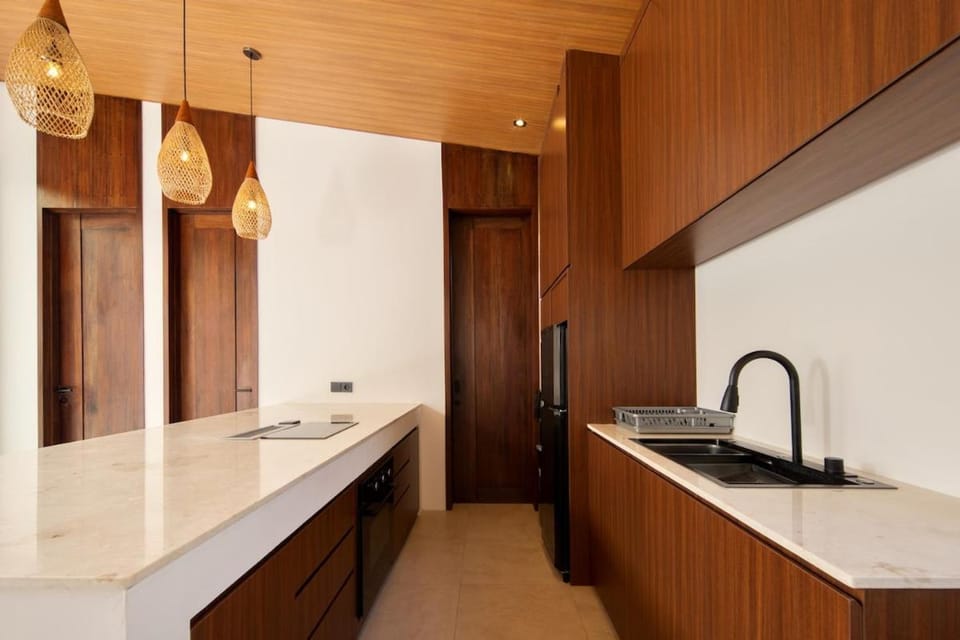 Kitchen or kitchenette, stove