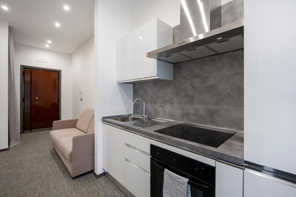 Kitchen or kitchenette, stove