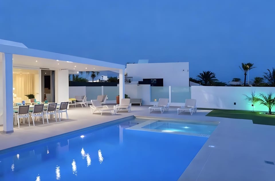 Property building, Living room, Swimming pool