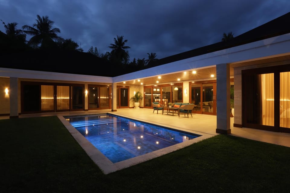 Night, Pool view, Swimming pool