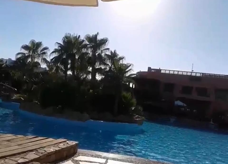 Swimming pool, sunbed