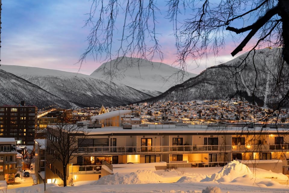 Property building, Nearby landmark, Day, Natural landscape, Winter, City view, Mountain view