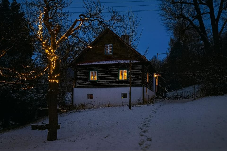 Property building, Night, Winter