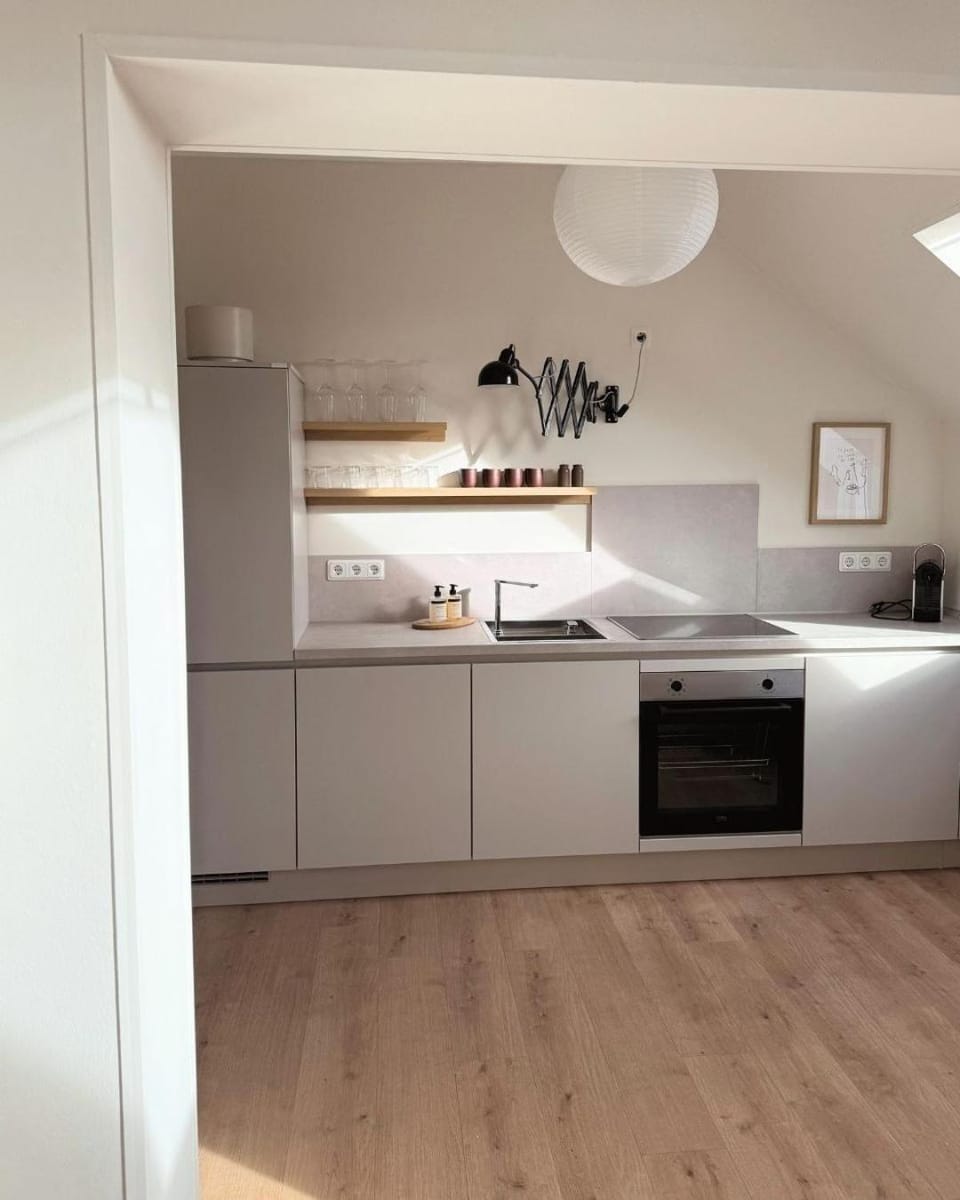Kitchen or kitchenette, stove