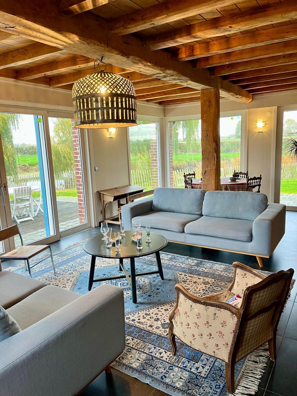 Living room, Seating area, Garden view