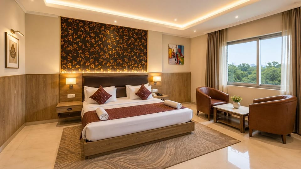 Bed, Seating area, Bedroom
