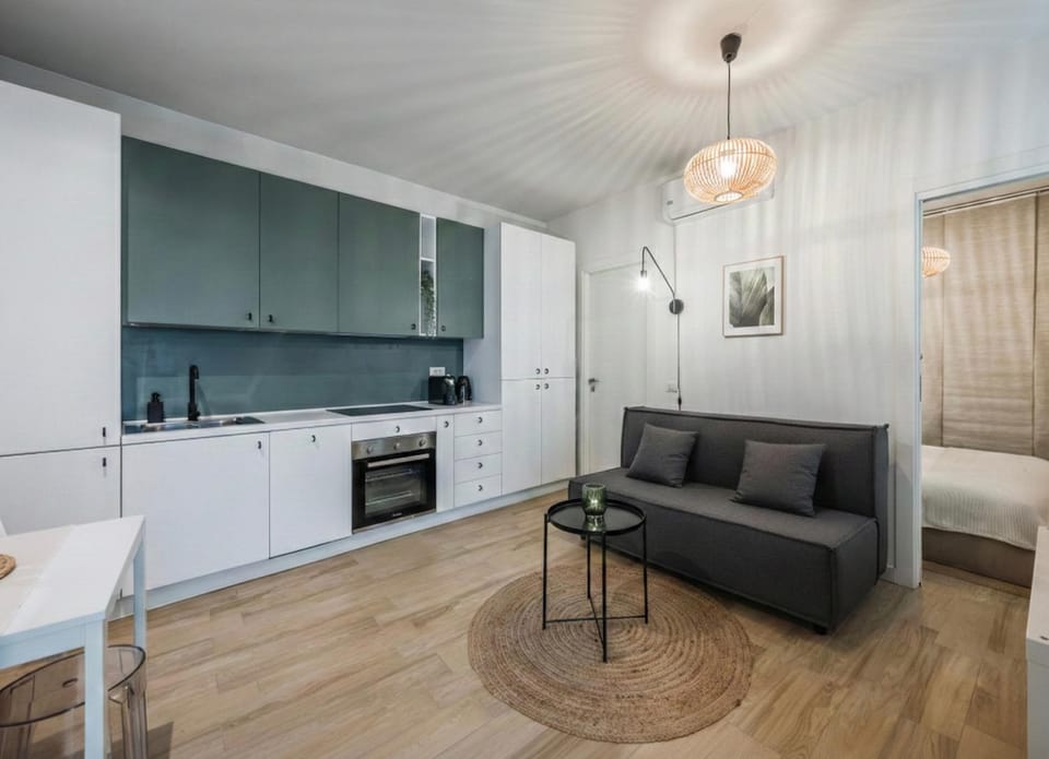 Kitchen or kitchenette, Living room, Seating area