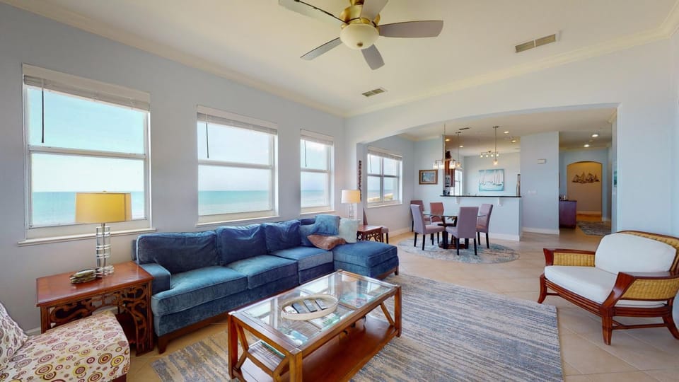 Living room, Seating area, Dining area, Sea view