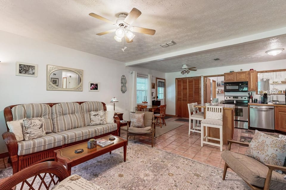Kitchen or kitchenette, Living room, Seating area, dishwasher, oven, stove