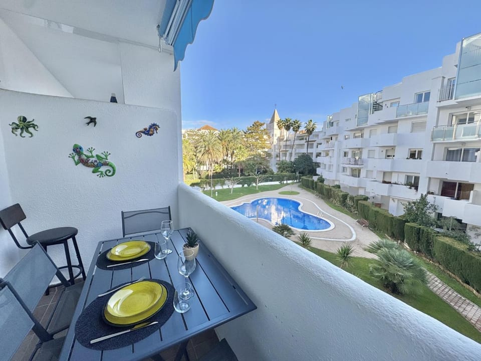 View (from property/room), Balcony/Terrace, Pool view, Swimming pool