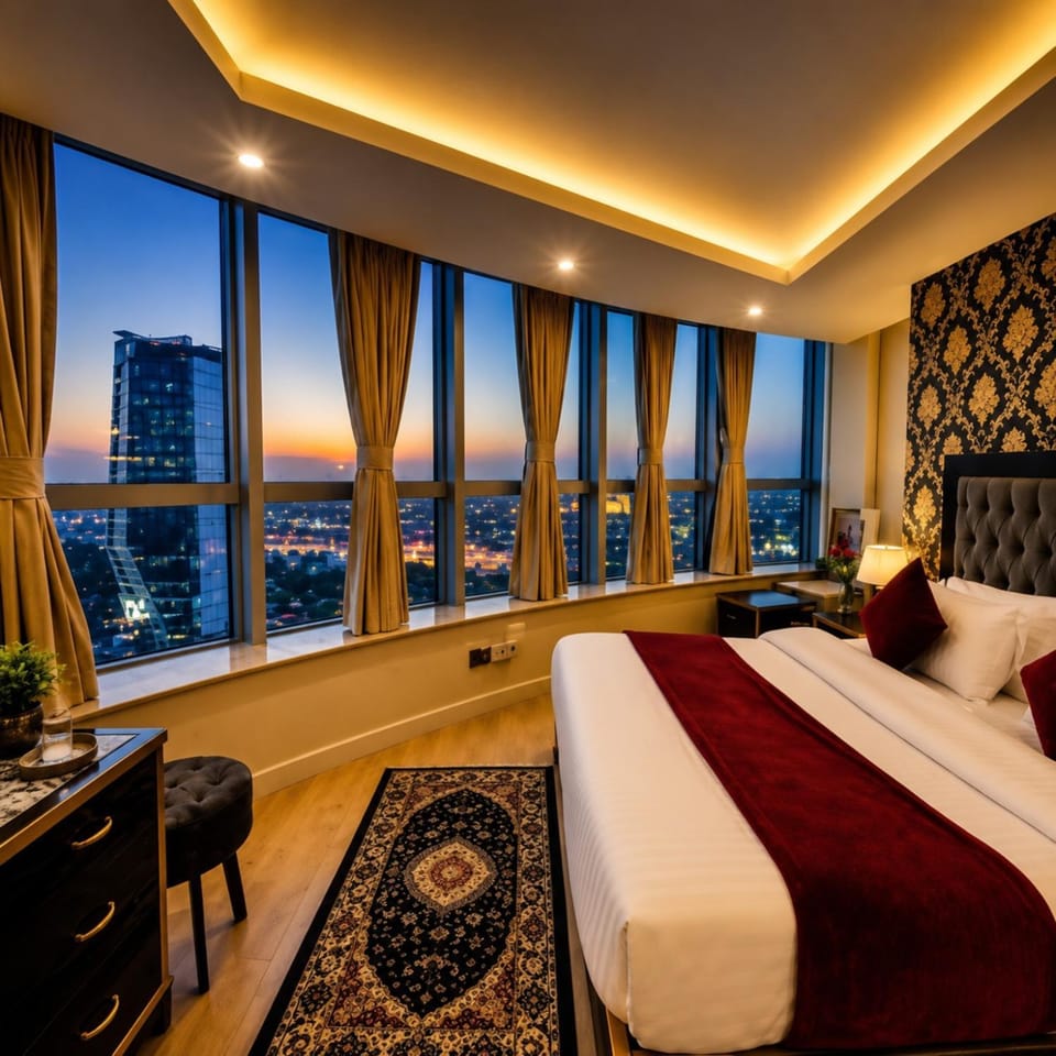 Bed, TV and multimedia, View (from property/room), Balcony/Terrace, Living room, Photo of the whole room, Seating area, Bedroom, City view