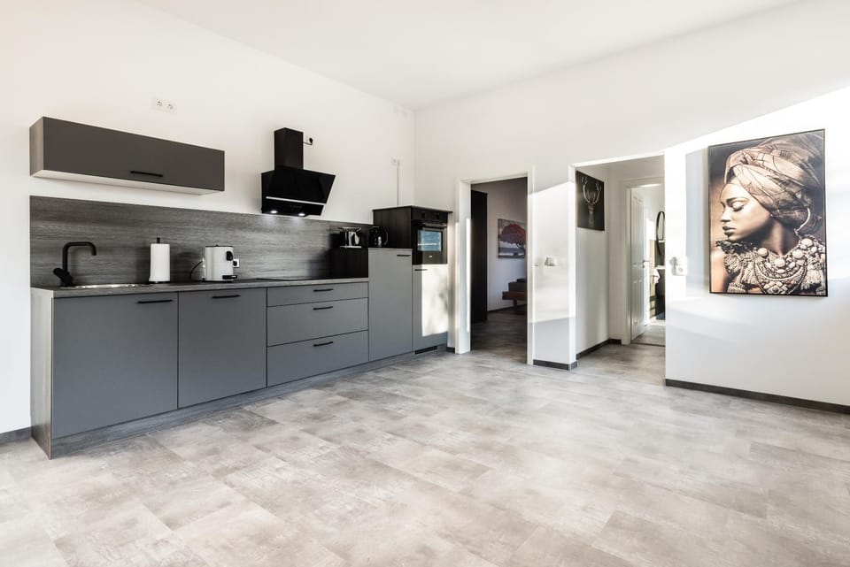 Kitchen or kitchenette, oven, stove
