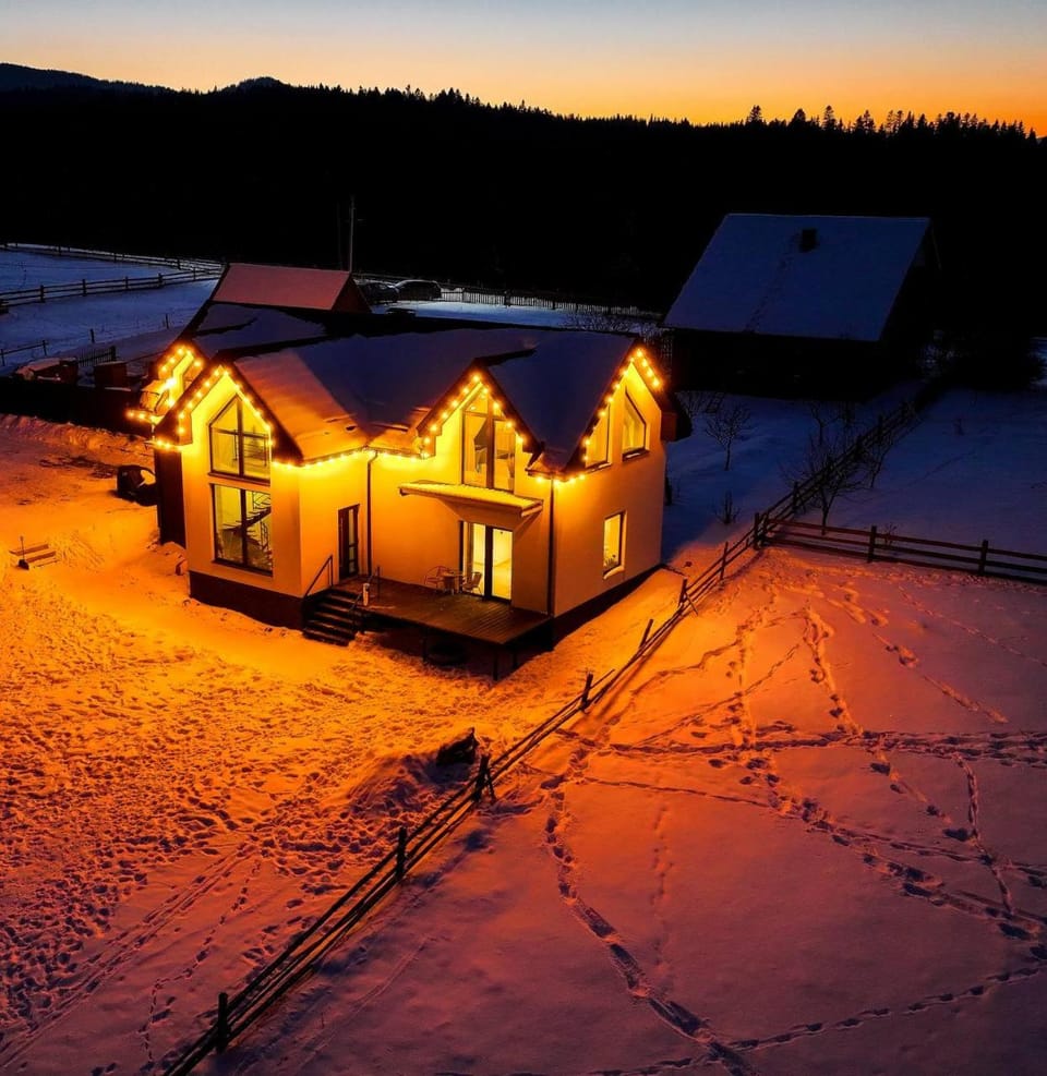 Property building, Winter, Sunset