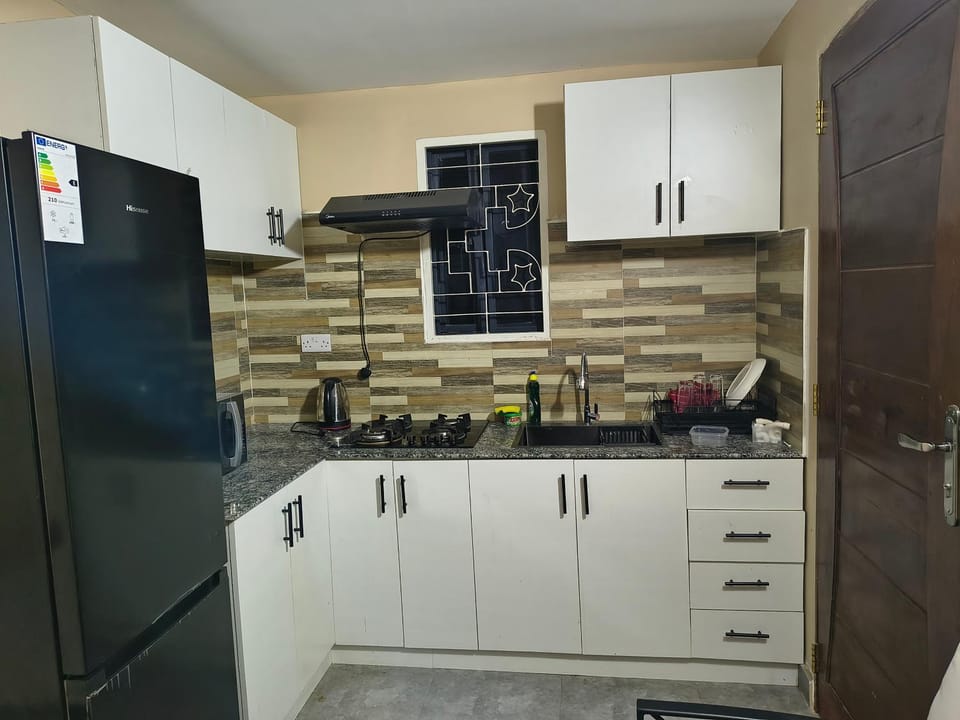 Kitchen or kitchenette, stove