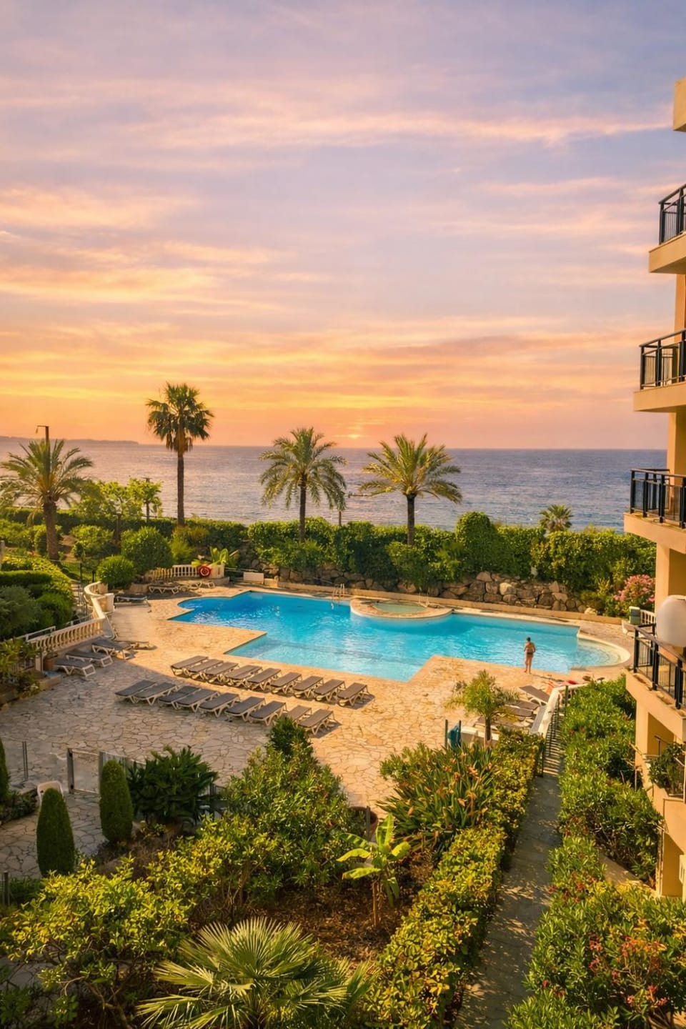 Pool view, Sea view, Swimming pool, Swimming pool, Sunset