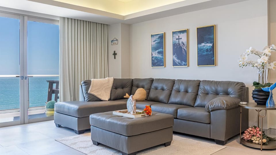 Living room, Seating area, Sea view