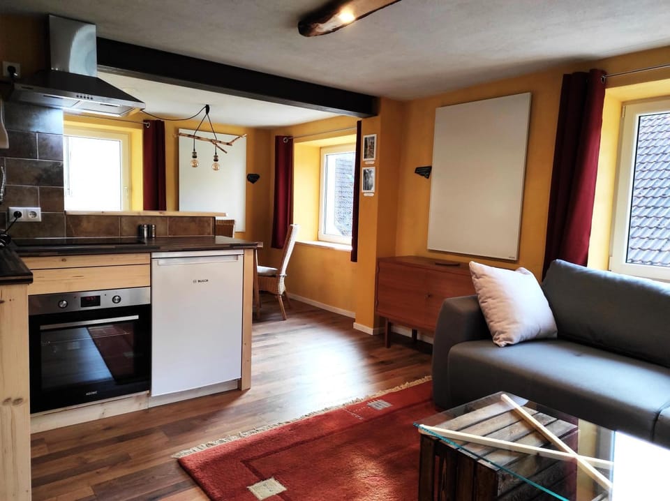 Kitchen or kitchenette, Living room, Dining area, oven
