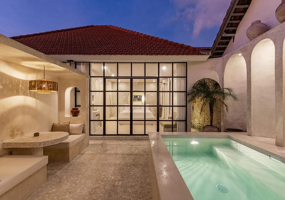 Night, Pool view, Swimming pool