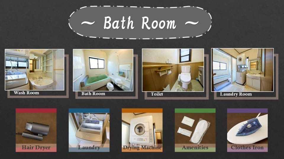 Bathroom, Text overlay