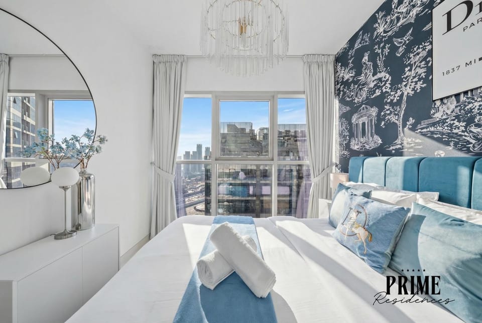 Bed, Bedroom, City view