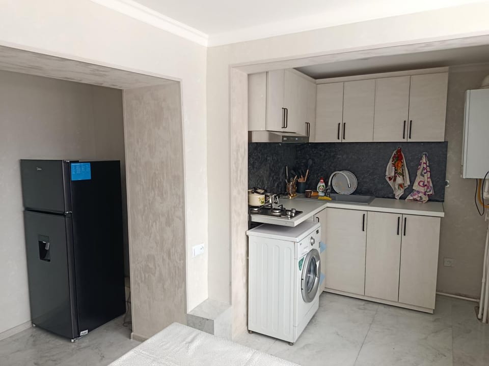 Kitchen or kitchenette, washing machine