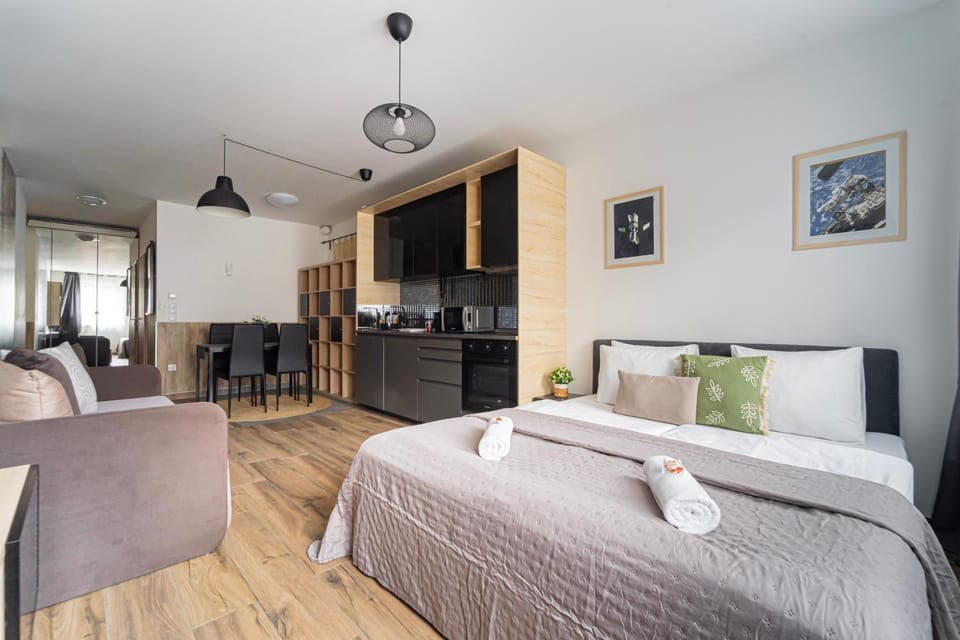Bed, Kitchen or kitchenette, Photo of the whole room, Seating area, Dining area