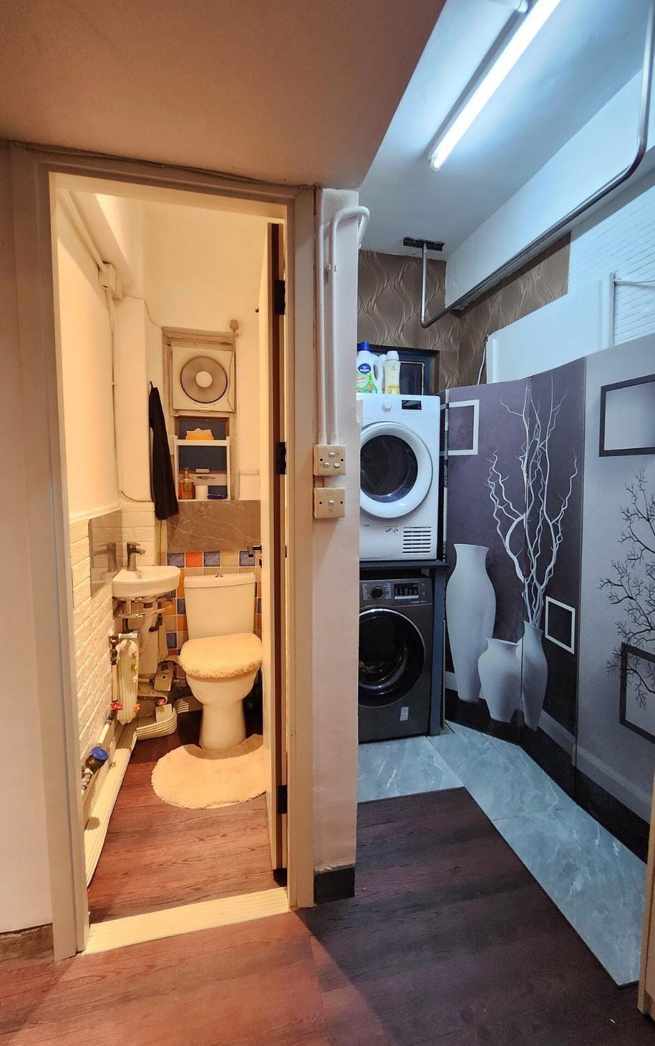 Toilet, Bathroom, washing machine, dryer