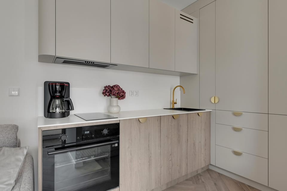 Kitchen or kitchenette, dishwasher, oven, stove