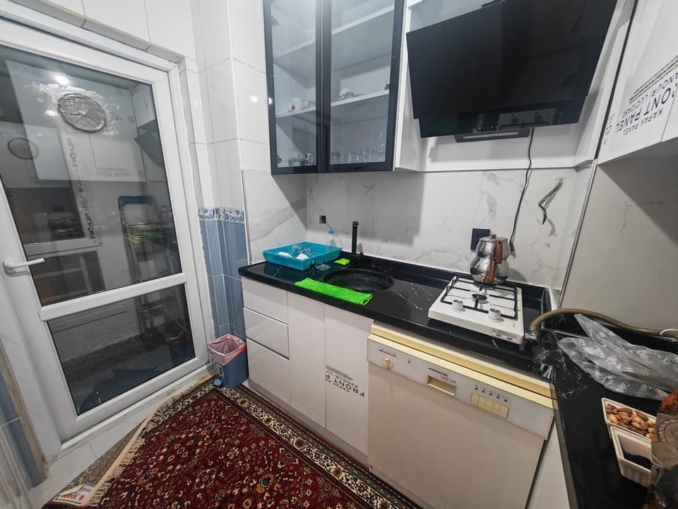 Kitchen or kitchenette, stove, kitchen