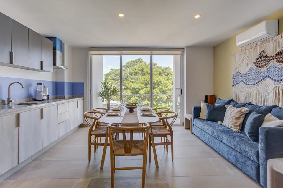 Kitchen or kitchenette, Living room, Dining area, stove