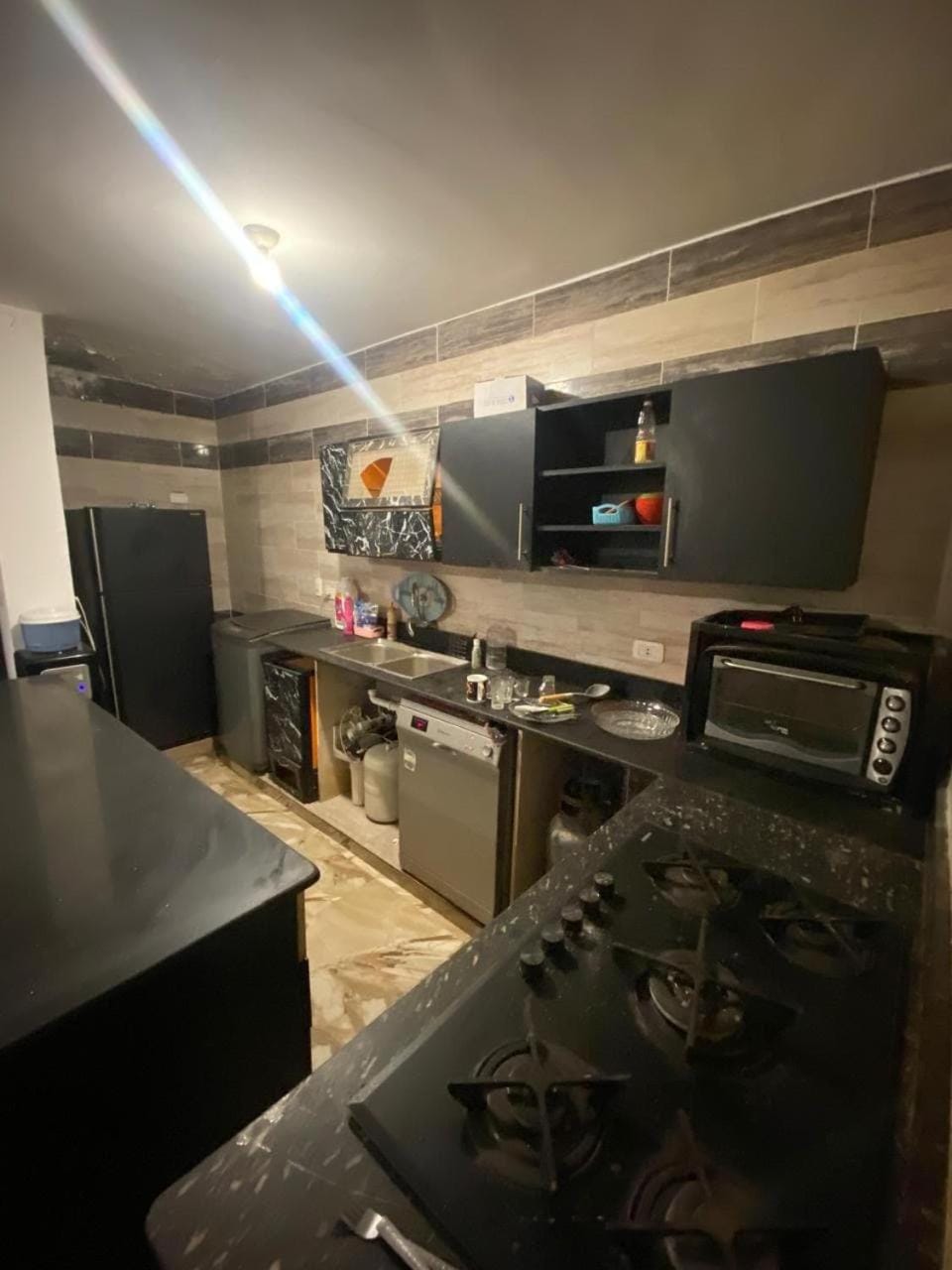 Kitchen or kitchenette, oven