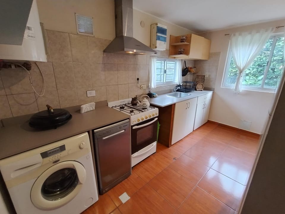 Kitchen or kitchenette, dishwasher, oven, toaster, washing machine